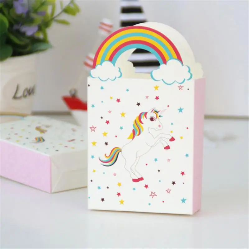 10 шт. подарок с Unicorn Сумочки карамельных цветов Упаковочный пакет из крафт-бумаги