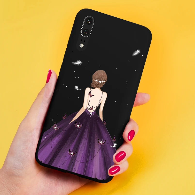 Роскошный чехол для huawei P20 Мягкий силиконовый телефона с платье девочек бампер P