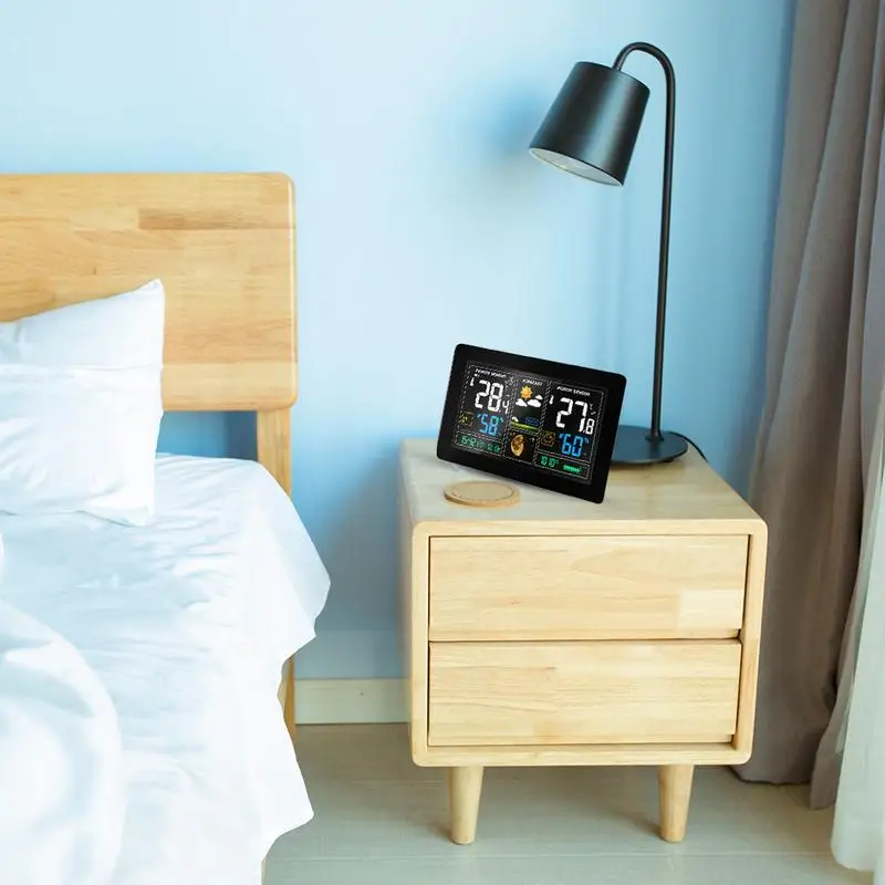 Цветные часы с большим экраном для прогноза погоды беспроводное радио