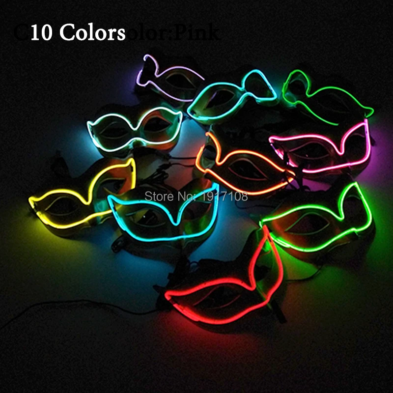 Веселая обувь для Хеллоуина маска EL провода мигающие светодиодный лиса Cosplsy мяч