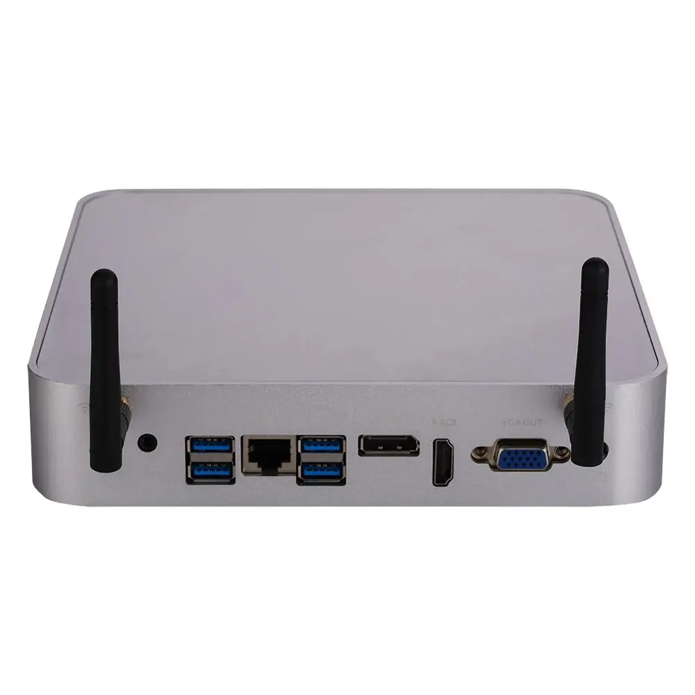 Вентилятор мини ПК Intel Core I7 7700HQ Windows 10/Ubuntu серебристый [HUNSN BA03L] (WiFi/1HD1. 4/1DP1. 2/1VGA/4USB3.