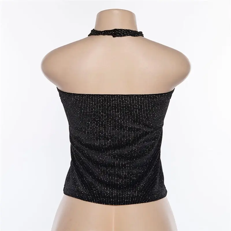 Для женщин топы Повседневное пикантные Винтаж Черный Дешевые Тонкий Холтер клуб