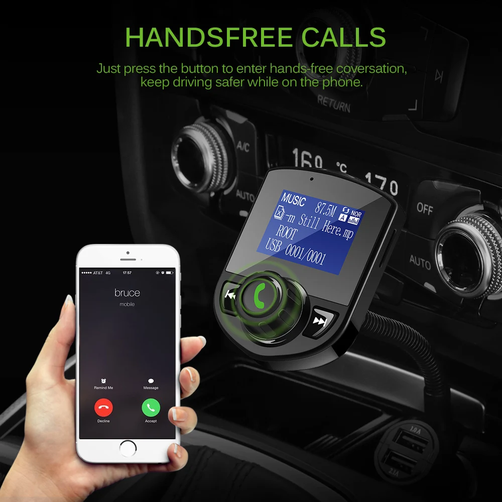 Автомобильный fm-передатчик беспроводной Bluetooth MP3-плеер стерео аудио приемник