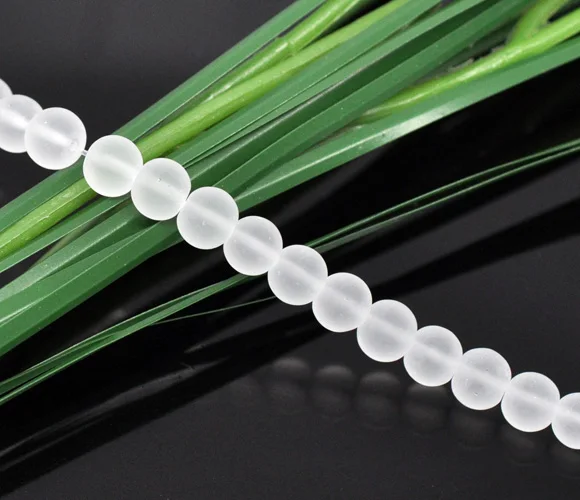 Lovely Jewelry! 10 Strands White Round Frosted Glass Beads 6mm 30cm (B11259) | Украшения и аксессуары
