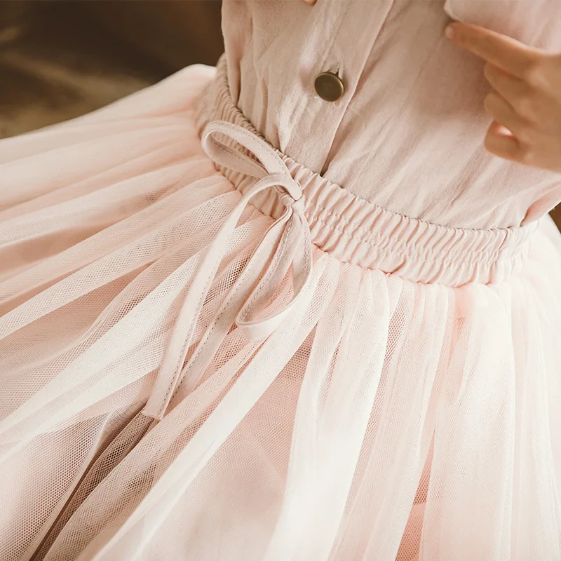 Teenage Girl Dress Summer Sleeveless Meash Spliced Princess Kids Dresses For Girls Children Clothing 4 5 6 7 8 9 years | Детская одежда