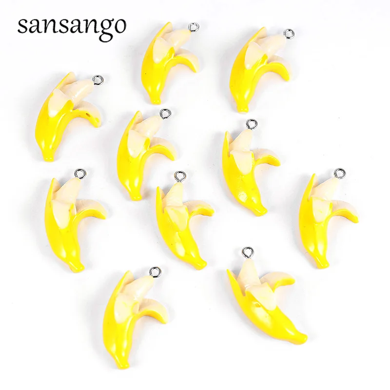

10pc Trendy yellow Resin Banana Pendant Charms Beads For Jewelry Accessories Making DIY Cute Keychain Earrings Bracelet Necklace