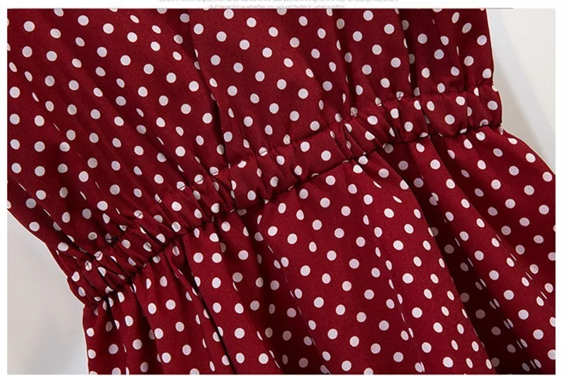 Платье с оборками и принтом в горошек шифоновое платье Vestido Mujer S L v образным