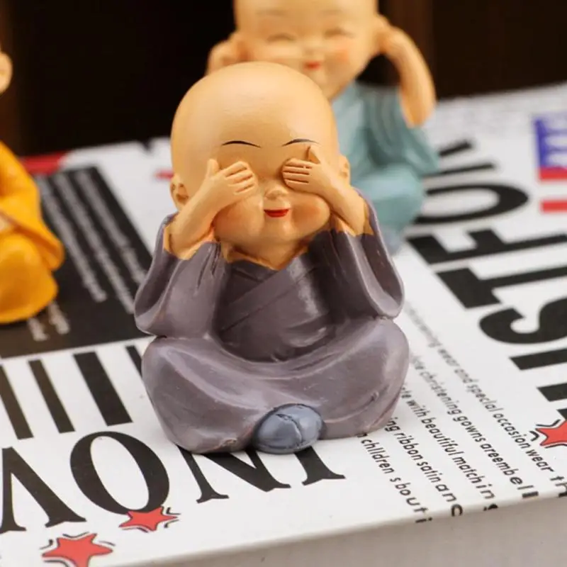 4 шт./компл. милый мультфильм маленькие монахи мини автомобиль аксессуары декор