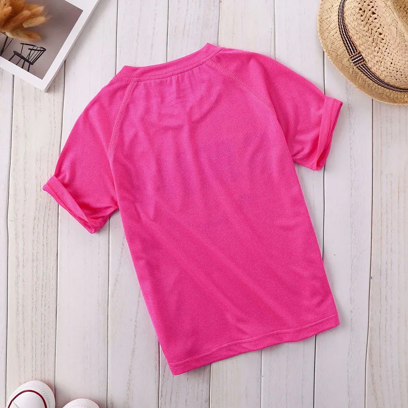 Baby Girl Clothes 2021 Summer Child Kid Run T-shirt Big Short Sleeve Sport T Shirt Quick Drying | Мать и ребенок