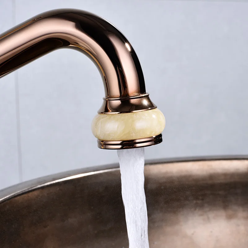 Смеситель для раковины розовое золото нефрит смеситель в ванную комнату горячей