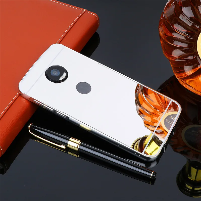Чехол для Motorola Moto G6 Plus металлическая рамка с зеркальным эффектом задняя крышка
