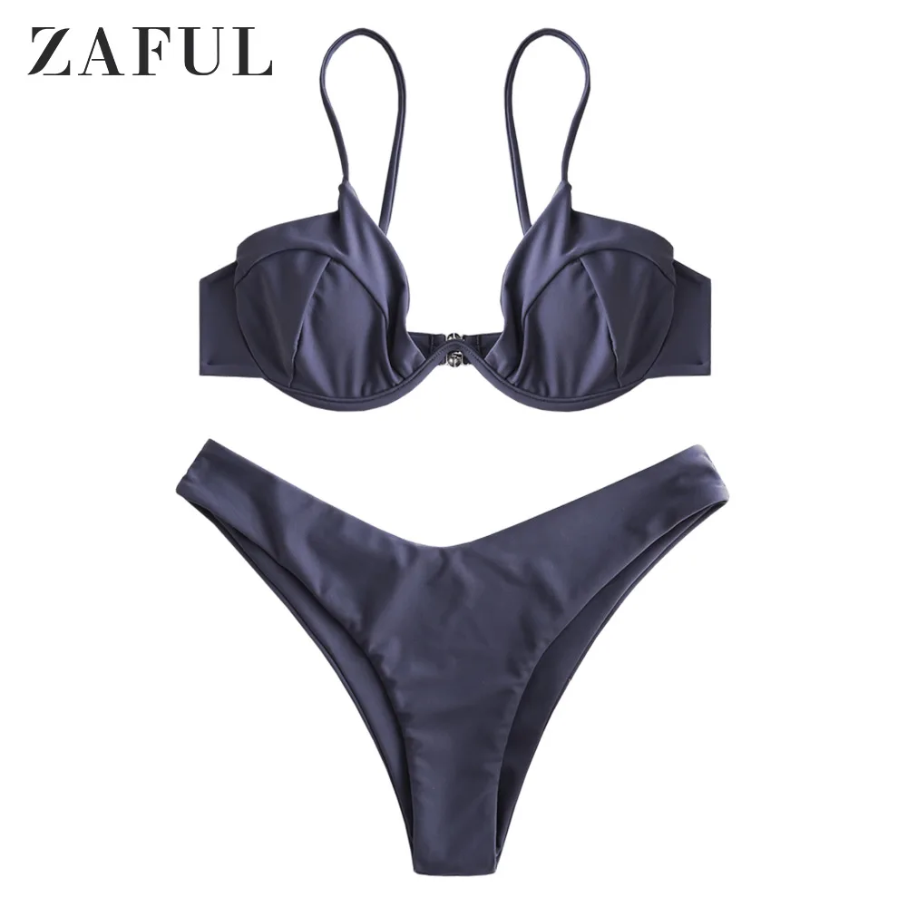 ZAFUL новинка W образное мягкое бикини на косточках 2019 тонких бретельках