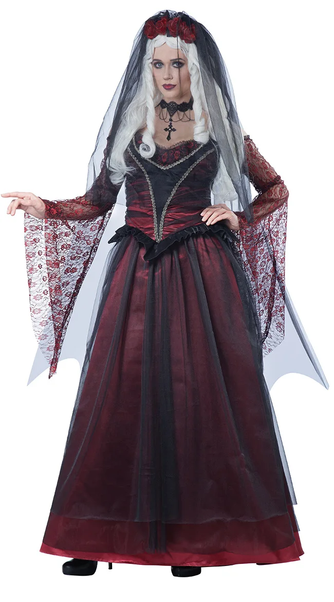 Sexy Woman Lace Dress Mexican Undead Festival Costume Halloween Party Ghost Bride Cosplay Uniform | Тематическая одежда и