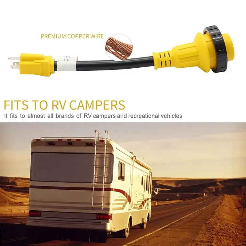 VODOOL 12 дюймов 125 в 15 Ампер папа до 30 женский 15A 30A Dogbone адаптер RV разъем питания