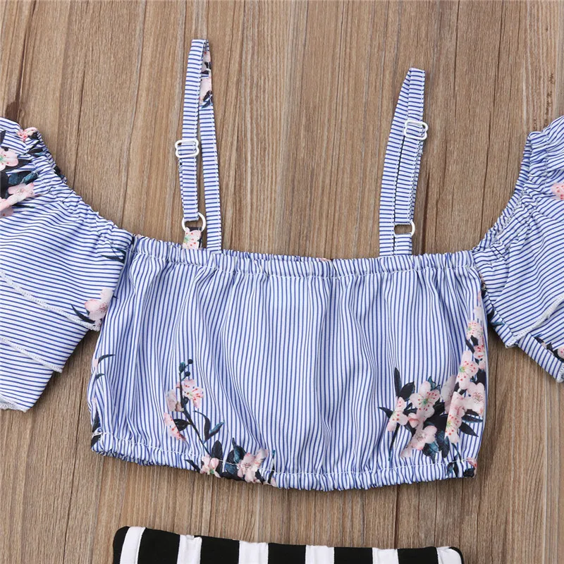 От 2 до 7 лет комплекты летней одежды для маленьких девочек модная одежда