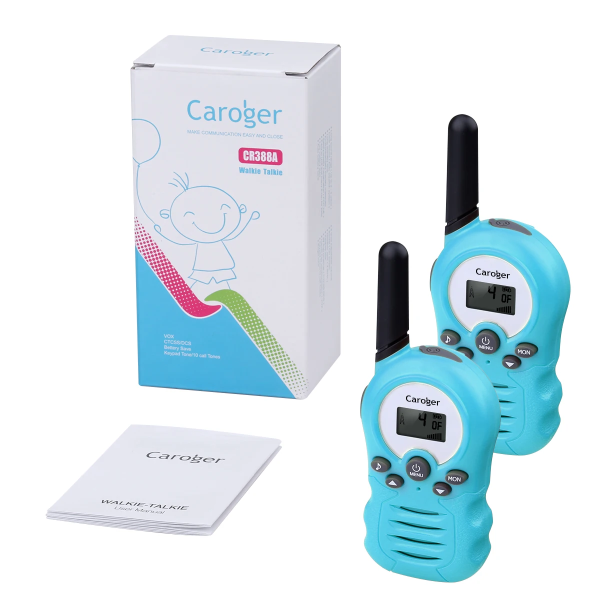Caroger CR388A Walkie Talkies 22 канала FRS 462 467 МГц двухстороннее радио до 3300 метров 2 миль