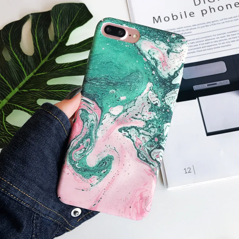 JONSNOW Marble Pattern Phone Case for iPhone 6 6S 7 8 Plus X XS Fashion Flower All-inclusive PC Hard Back Cover Capa Fundas |