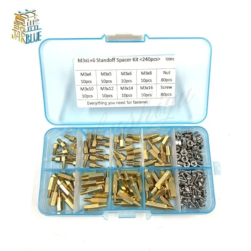 

240 шт./компл. M2 * l + 3 мм M2.5/m3 * l + 6 мм Шестигранная гайка, винт, латунный столб с резьбой, Pcb Материнская плата, Комплект разъемов