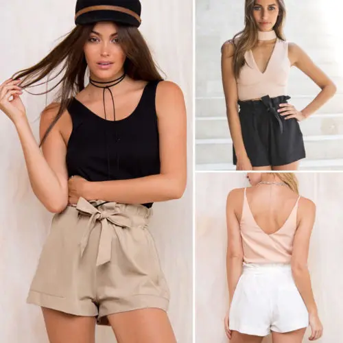 

Summer Women Shorts 2019 NEW Womens Ladies Casual Summer Hot Shorts Solid High Waist Loose Lace Up Shorts