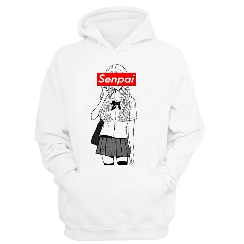 Мужская толстовка с капюшоном Senpai принтом в стиле Харадзюку из японского Амина 2019|Мужские толстовки и