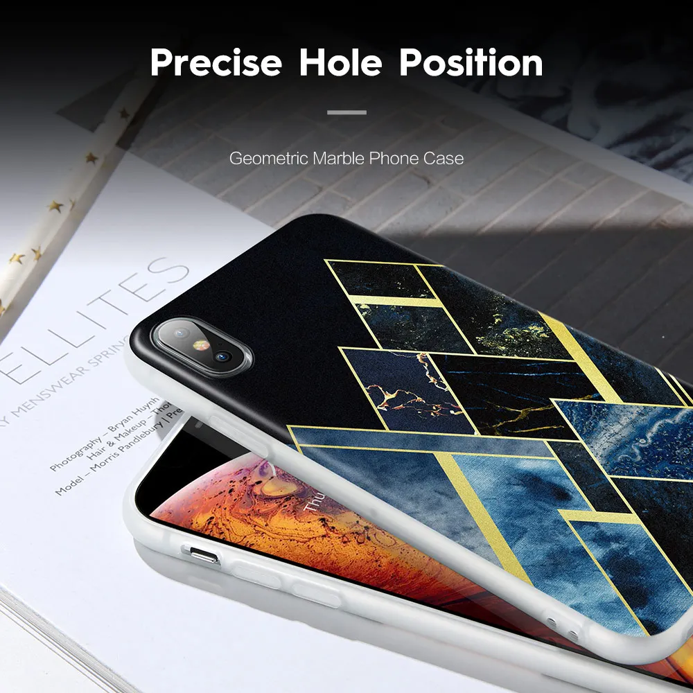 KISSCASE роскошный геометрический мраморный стильный чехол для iPhone X XS Max Xr Мягкий