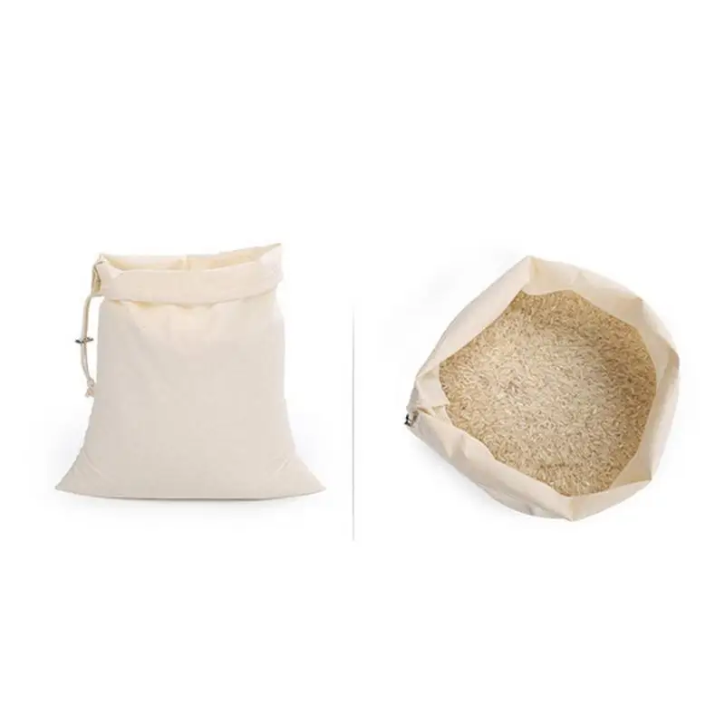 Reusable Bulk Bin Cotton Drawstring Bag Metal Buckle Multi-Purpose Fruit Vegetable Rice Bread Shopping | Дом и сад