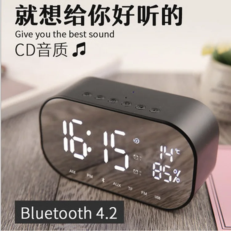 305 Bluetooth динамик будильник Led зеркало Настольный звук металлический корпус для