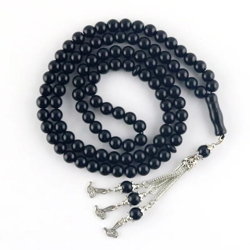 8 мм браслет из бисера черный мусульманский Tesbih Tasbih молитвенные бусины 99 бусин