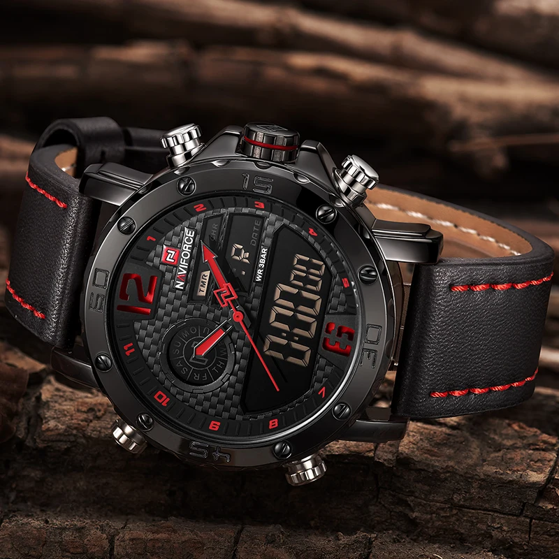 Часы NAVIFORCE мужские спортивные водонепроницаемые с двойным дисплеем 30 м|Мужские