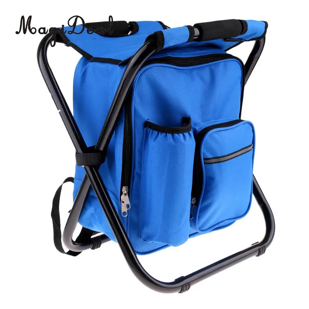 magideal foldable backpack chair portable camping stool with cooler bag 4 colors for beach boating fishing foldable chair free global shipping