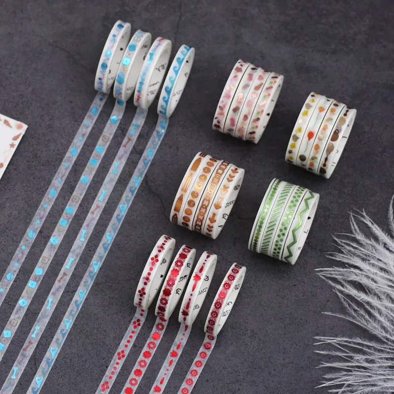 4Pcs Cute Bronzing Washi Tape Kawaii Mini Masking Decorative Adhesive For Kids DIY Scrapbooking Diary Photos Albums | Канцтовары для