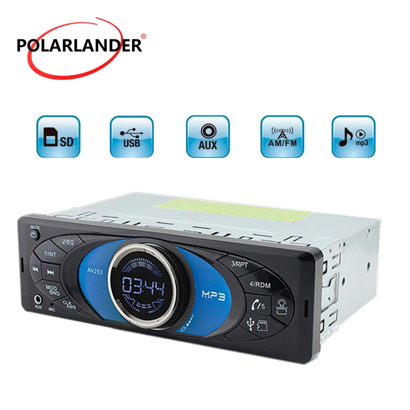 Авторадио 1 Din AV253 2 5 дюймовый автомобильный радиоприемник Bluetooth Мультимедиа USB TF AUX