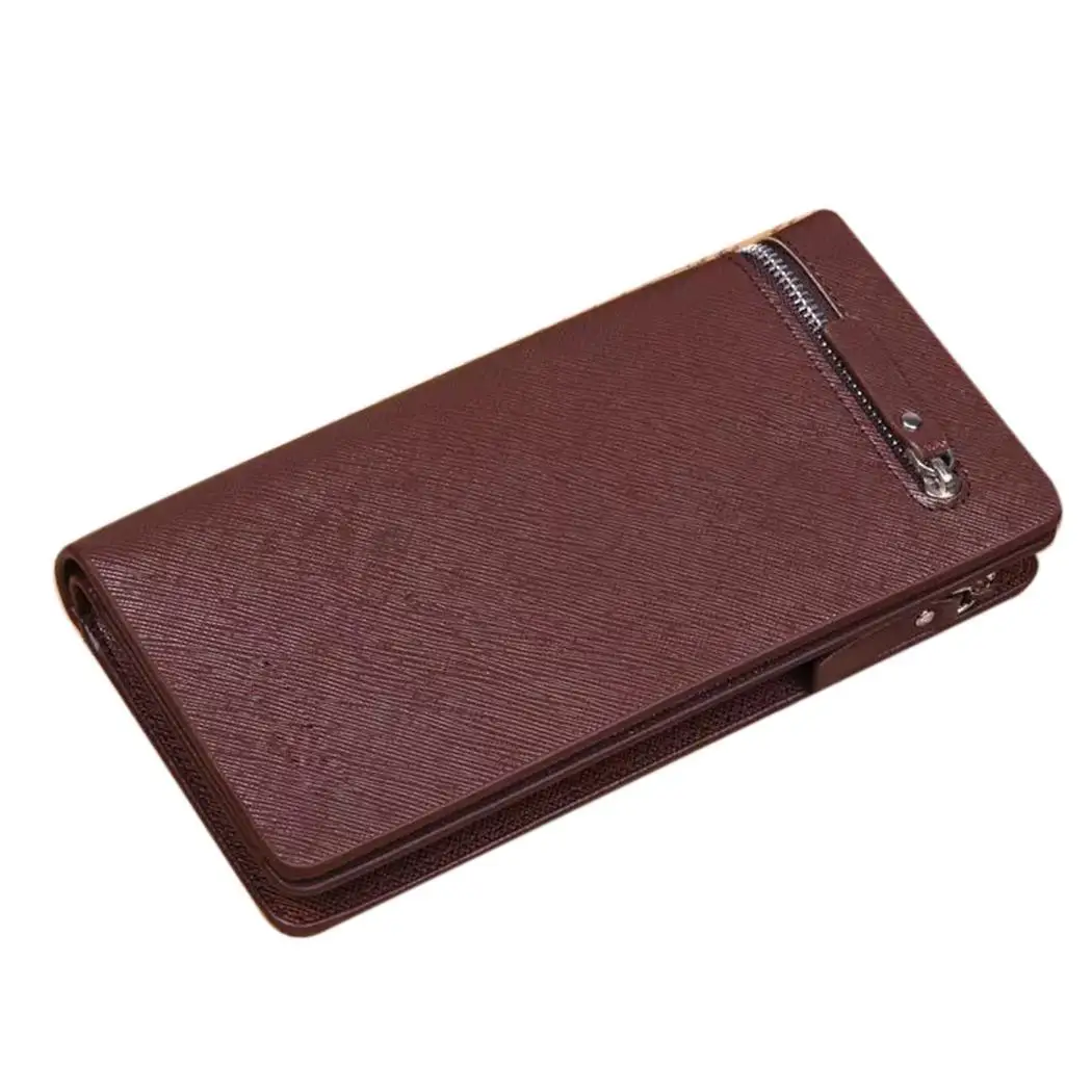 Men Casual Zip Button Pockets Wallet Cash Receipt Black Brown Square Holder Bag Street Outdoor etc | Багаж и сумки