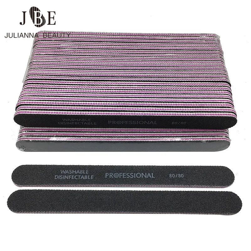 

Black Nail File 50pcs Straight Nail Buffer 80/80 Grit lime a ongle Fingernail Polishing Manicure Pedicure Nail Art Buffing Tool