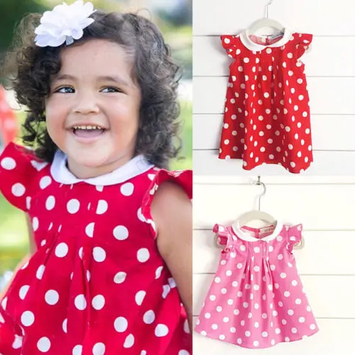 Hot Cute Kids Baby Girls Polka Dot Summer Dresses Toddler Sundress Outfit Dress 0-4Y Sunsuit | Детская одежда и обувь