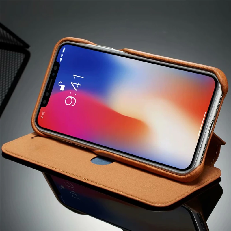 Ударопрочный чехол для телефона iPhone XS Max 6s 7 8 Plus Магнитный с откидной крышкой и