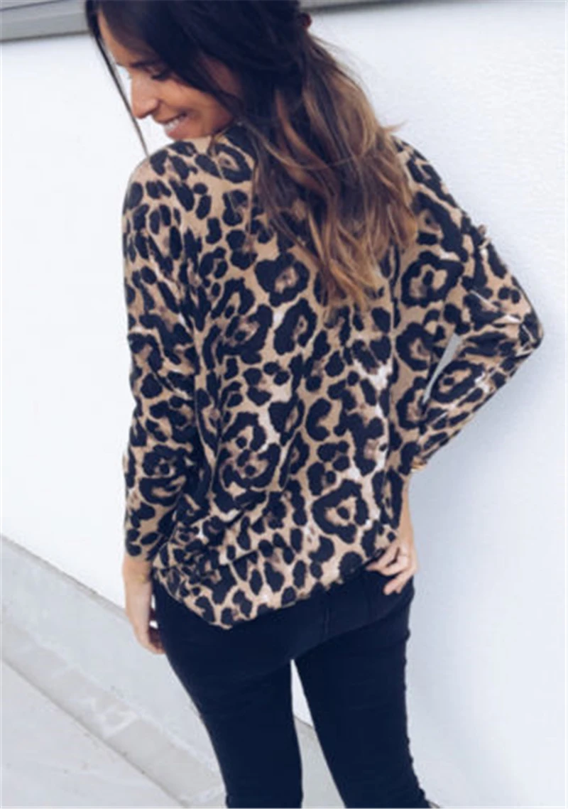 Женские Модные эластичные леопардовые элегантные топы с V образным вырезом