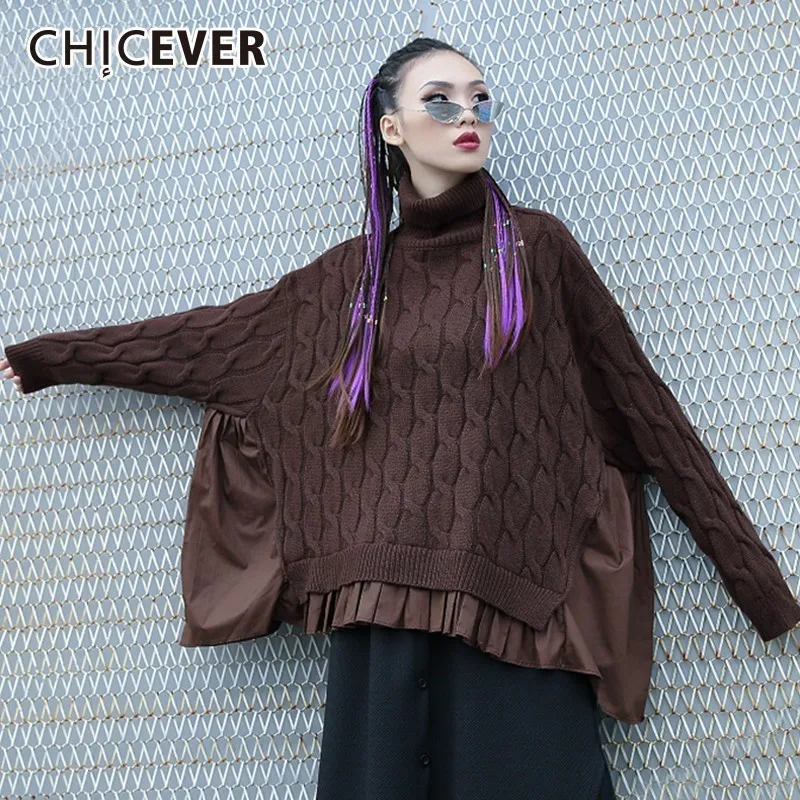 CHICEVER 2018 осень зима вязание свитер для женщин водолазка летучая мышь с длинным