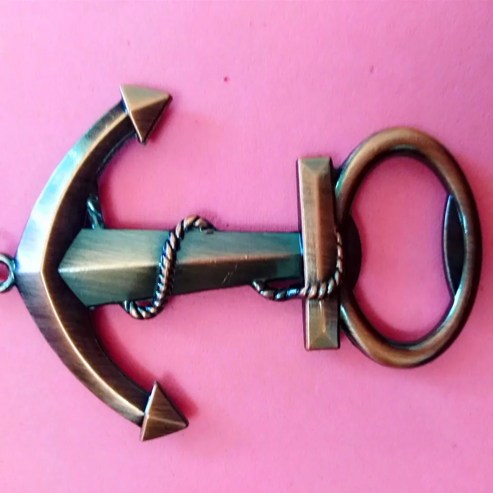 

100 Pcs Creative new design retro anchor bottle opener key ring zinc alloy bottle opener key ring anchor rudder key chain