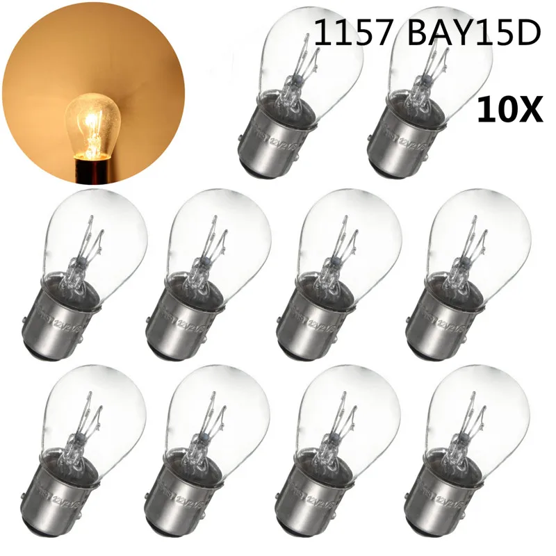 Горячая распродажа 10 шт. 380 BAY15D 1157 21/5W естественный белый Стекло с двойной нитью