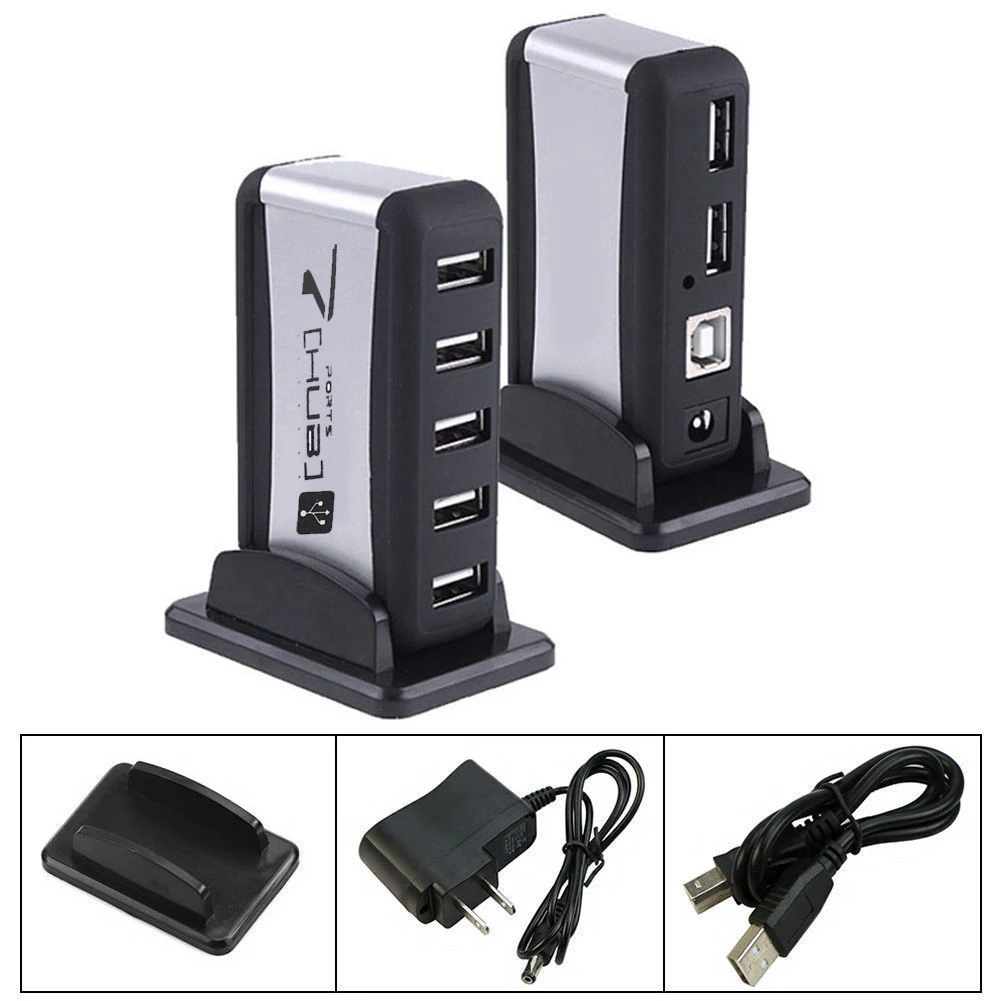 Новейший портативный 7 портовый высокоскоростной концентратор USB 2 0 с адаптером