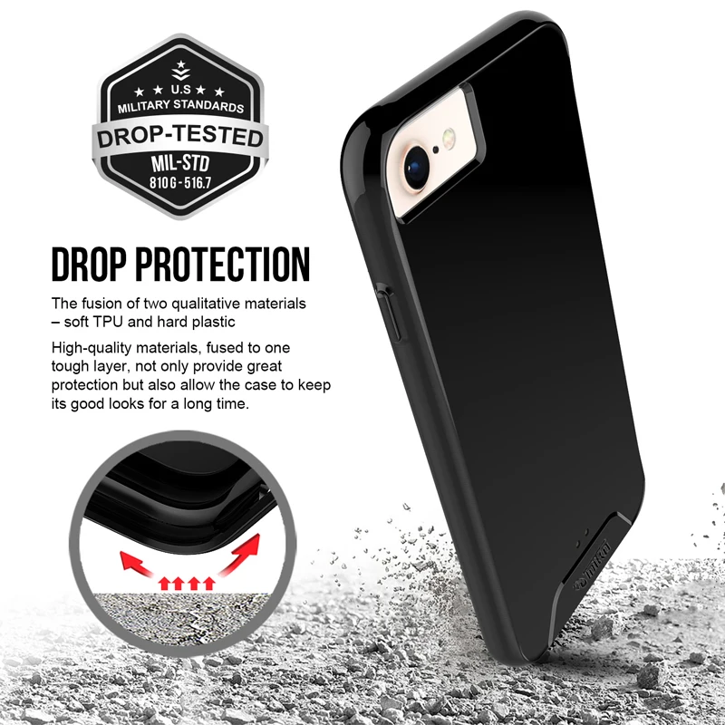 TOIKO Chiron черный ударопрочный ТПУ PC Гибридный чехол для iPhone 7 8 6s 6 Plus аксессуары