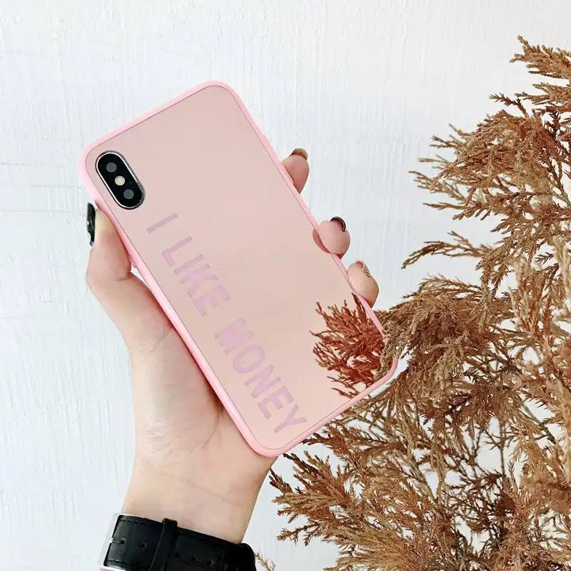 STROLLIFE Candy Color Phone Case for iPhone X XS Max XR Mirror Surface Cover IPhone 8 6s 7 Plus Letters I Like Money Shell |