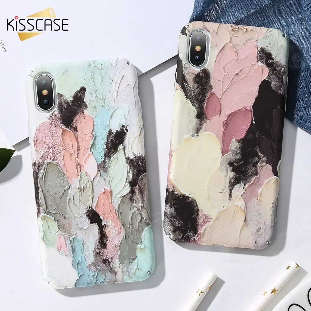 KISSCASE Luminous Case For iPhone 6 7 8 X XS Max Art 3D Relief Phone for 6s Plus Thin Cover Fundas |