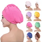Практичное полотенце для сушки волос из микрофибры, тюрбан для головы, шапка для душа, шапка булочка из микрофибры, чистый цвет