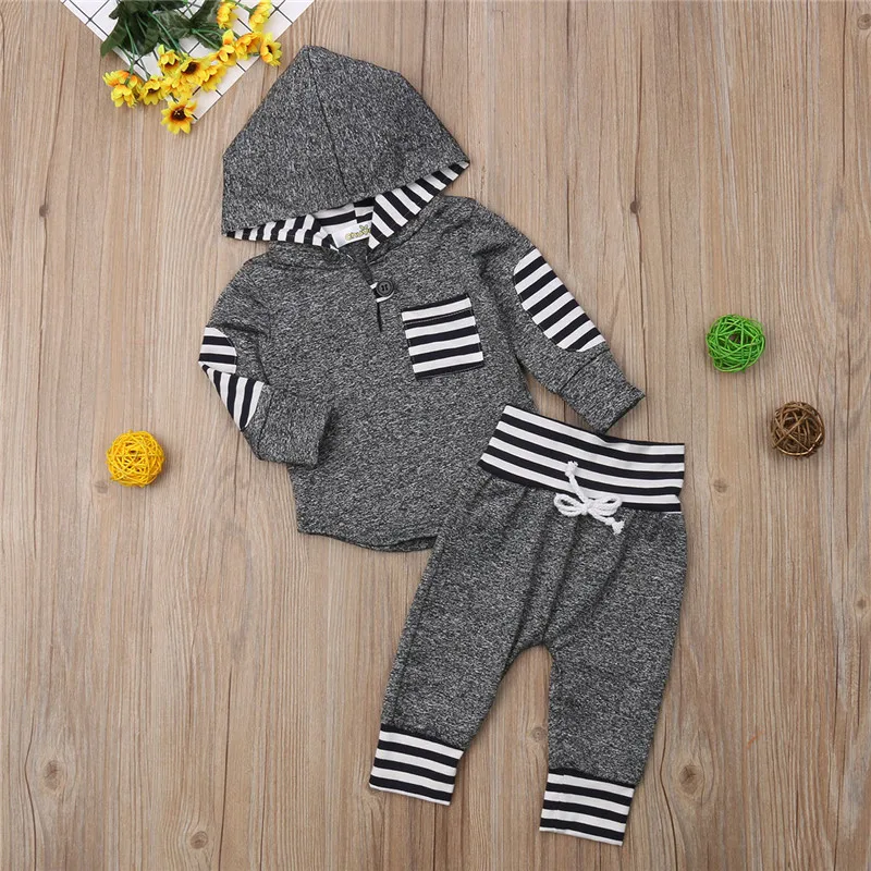 New Style Baby Boy Girl Warm Striped Sweatshirt Tops + Long Leggings Pants Newborn Outfit Clothes Tracksuit Cotton Clothing Soft | Детская