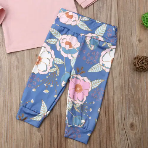 0-24M Toddler Baby Girl Tops T shirt Romper + Floral Pants Kids Outfit Set Clothes | Детская одежда и обувь