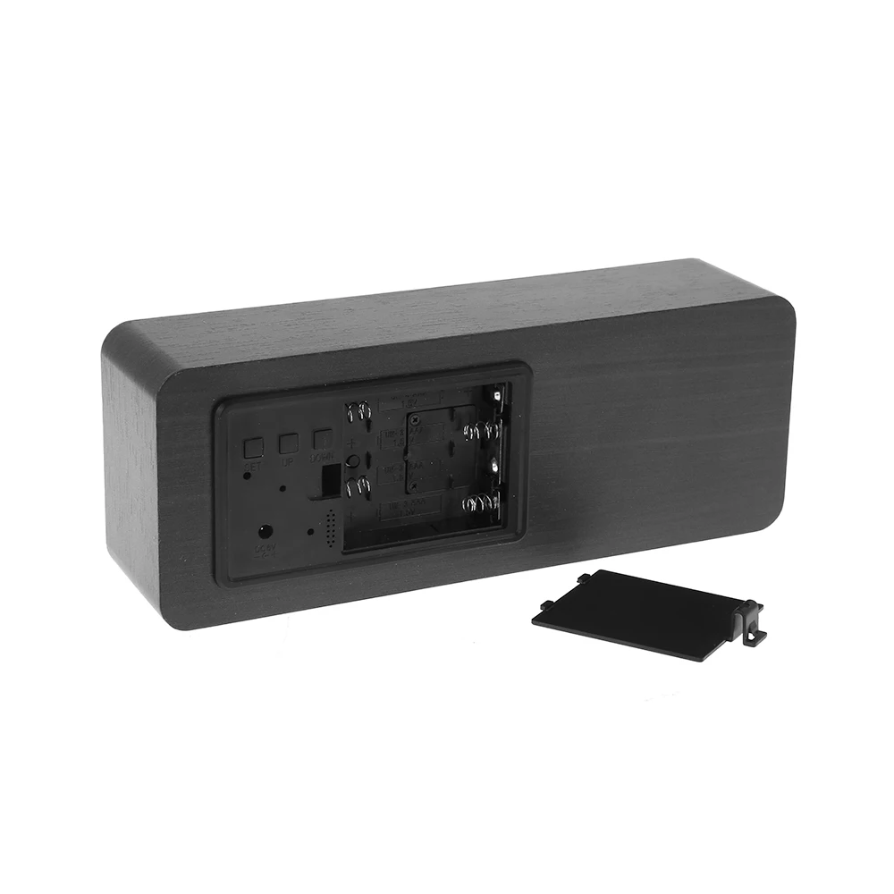 Wooden LED Digital Alarm Clocks Voice Control Function Temperature Display USB Charging For Home Decor | Дом и сад