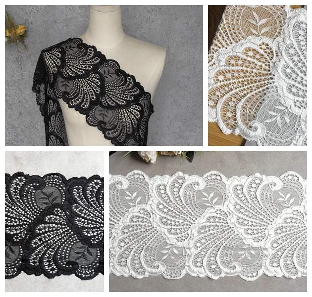 4 yards/lot white black 17 cm width Elastic Lace Trim Ribbon Fabric DIY Crafts Sewing Supplies Stretch Decoration Accessories | Дом и сад