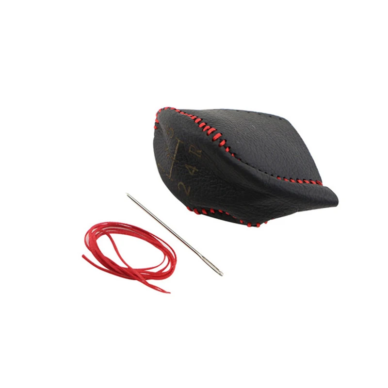 

My Good Car Leather Car Gear Head Shift Knob Cover Gear Shift Handle Ball Collars for Ford C-Max Cmax 2011-2017 MT Accessories